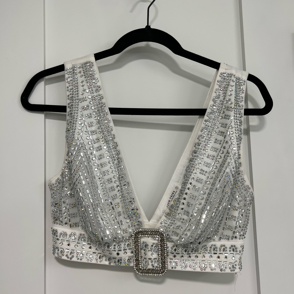 12th Tribe Violet White Crop Top - Small